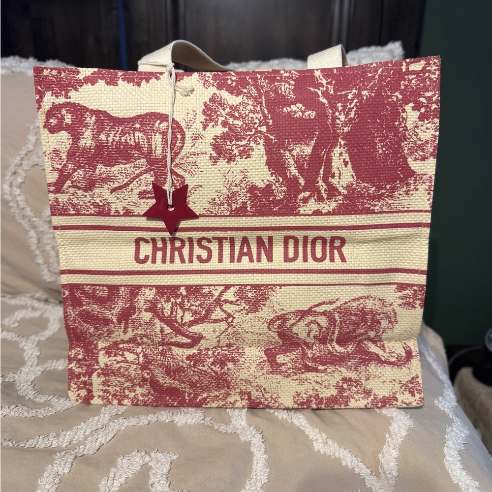 Dior Red and Cream Tote Bag